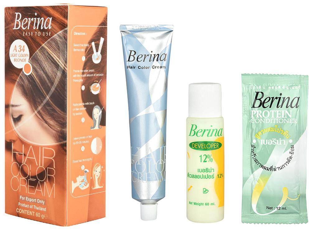 

Berina A34 Light Golden Blonde Hair Color Cream 60 g (Pack Of 1)