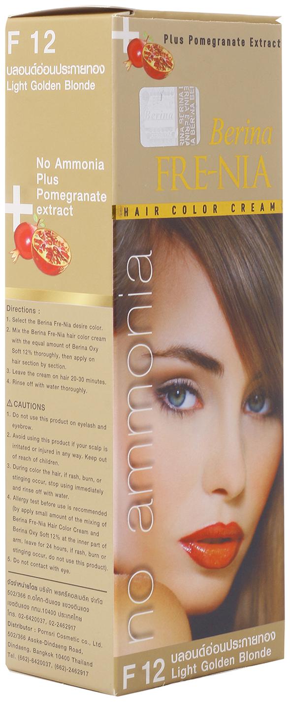 

Berina F12 Light Golden Blonde Fre-Nia Hair Color Cream 60 g (Pack Of 1)