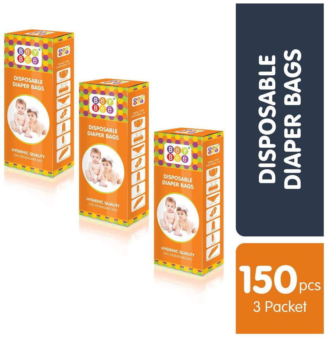 Bey Bee Baby Diaper Disposal Bags / Sacks 3 Pack Combo 150 Bags by Baby And Mom Retail