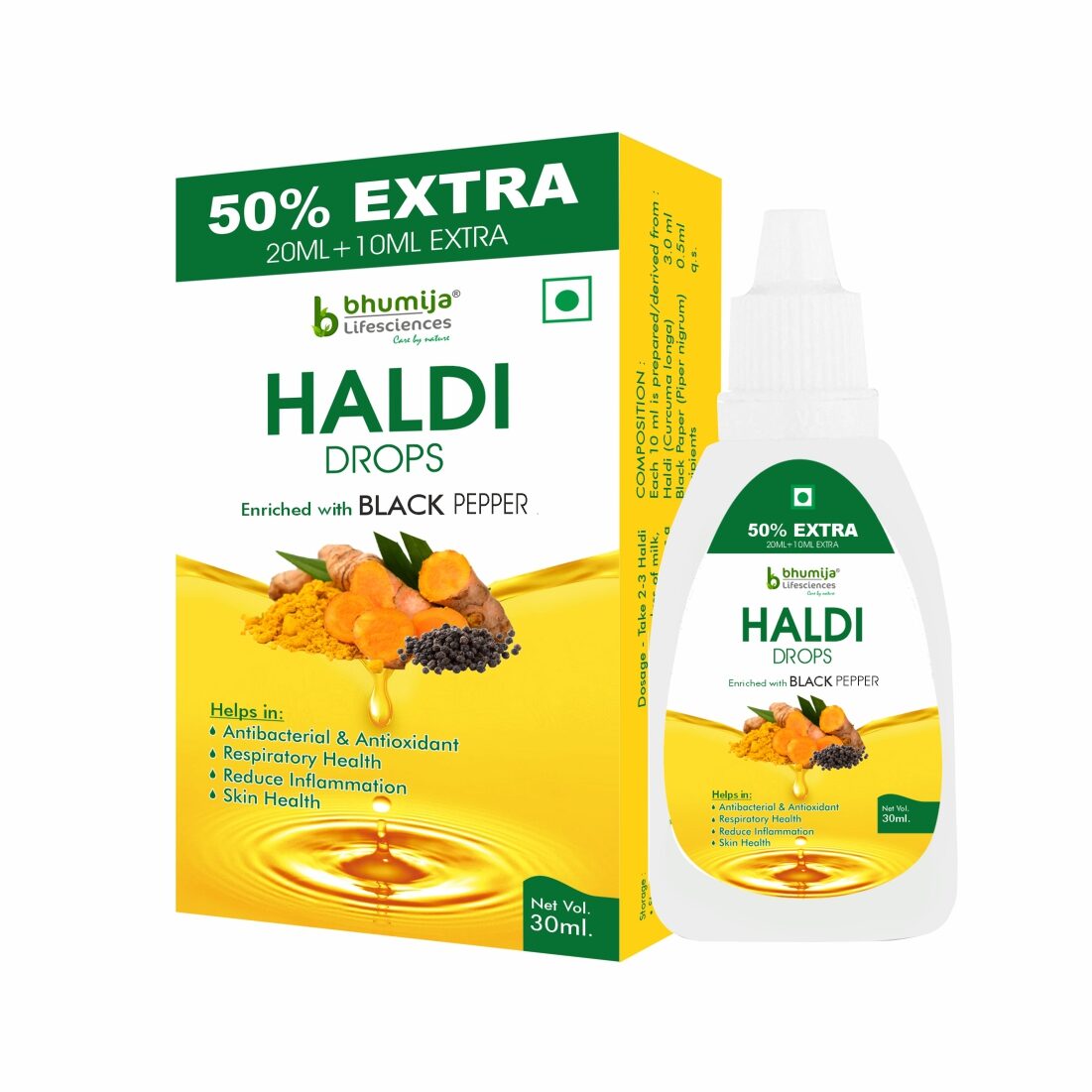 

Bhumija Lifesciences Haldi Drop Natural Turmeric 20 ml each Drop and 10 ml extra (Pack of 2)