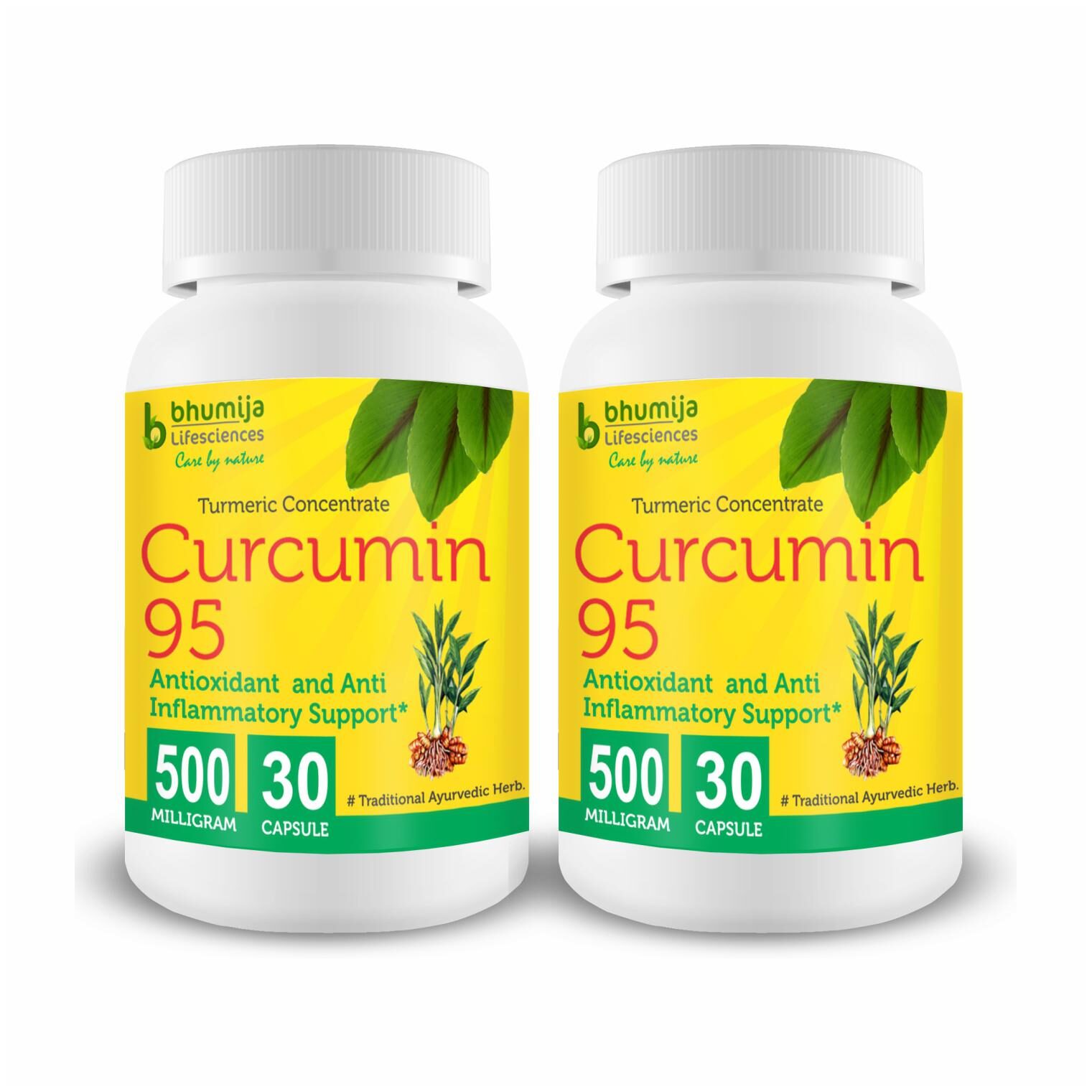 

Bhumija Lifesciences Curcumin with Piper Nigram (Curcuma Longa) 30 s Capsules - (Pack of Two)