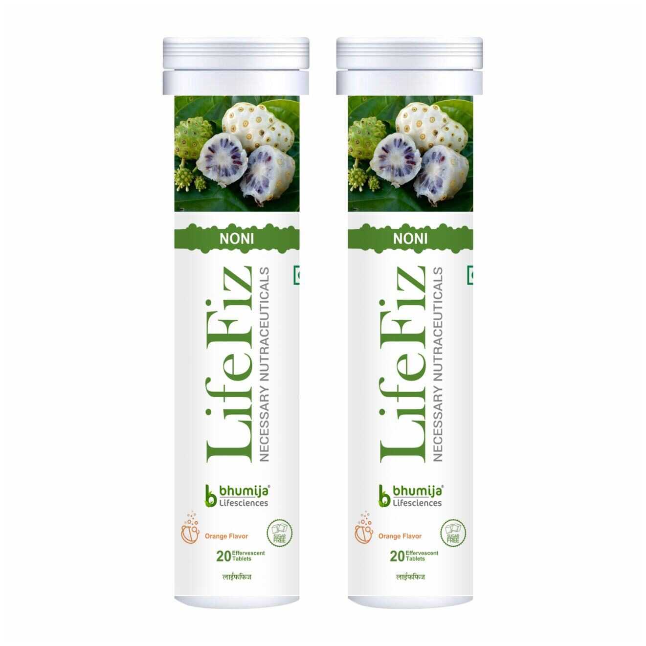 

Bhumija Lifesciences Lifefiz Noni Vegetarian 20 Effervescent Tablets With Orange Flavour (Pack Of 2)