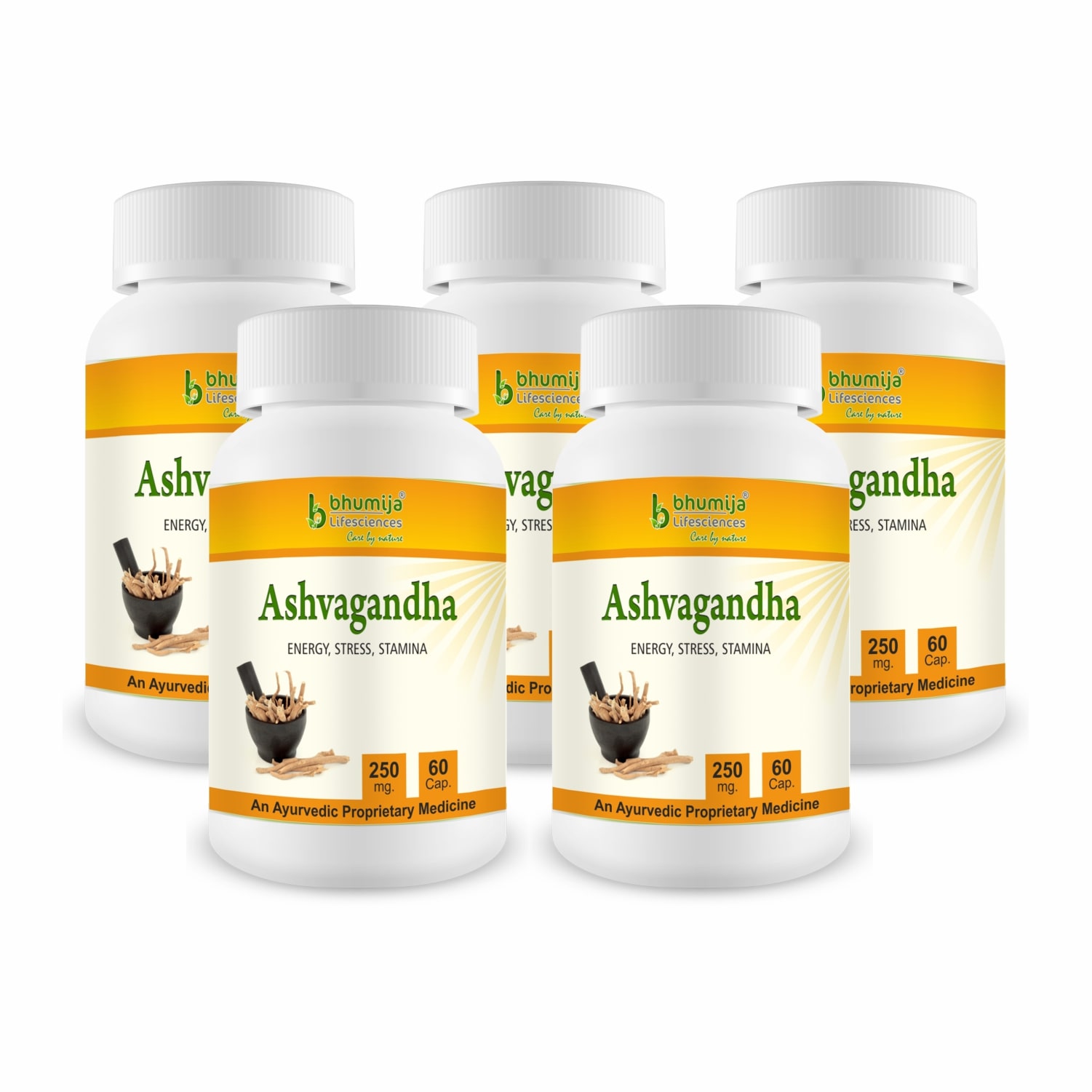 

Bhumija Lifesciences Ashvagandha Capsules 60 s - (Pack of Five)