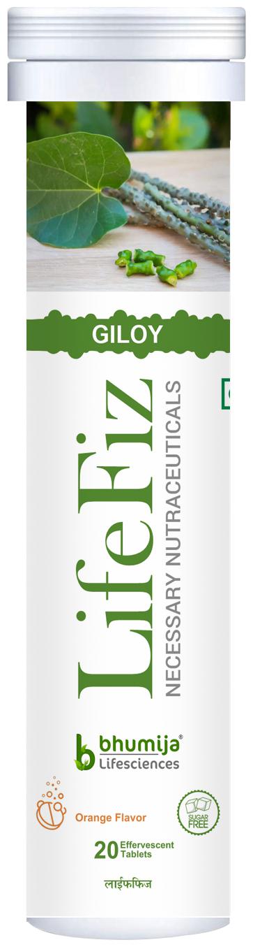 

Bhumija Lifesciences Lifefiz Giloy Immunity Booster Vegetarian 20 Effervescent Tablets With Orange Flavour (Pack of 1)
