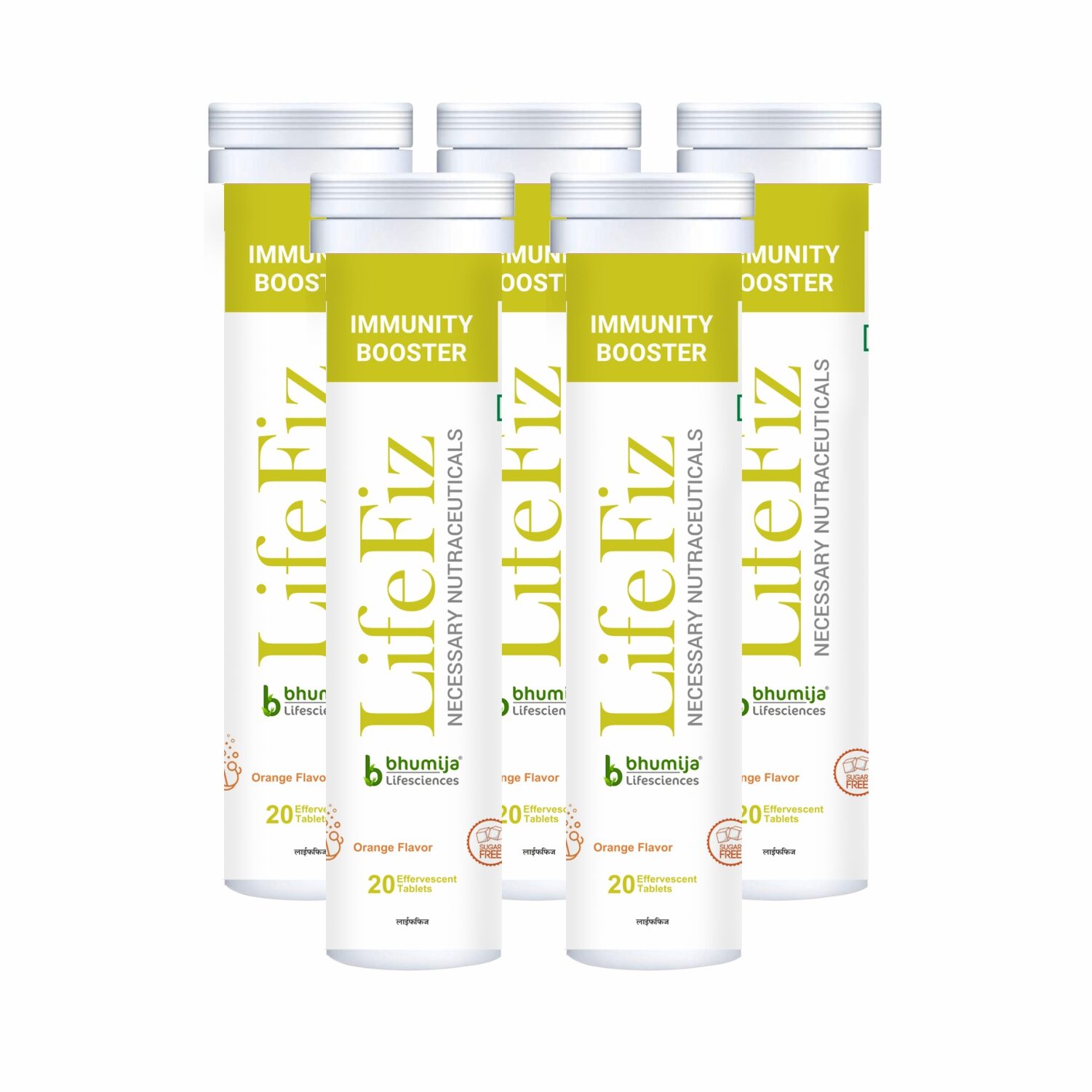 

Bhumija Lifesciences LifeFiz (IMMUNITY BOOSTER) Immunity Antioxidant Vegetarian Effervescent Tablets With Orange Flavour 20 Tablets (Pack of 5)
