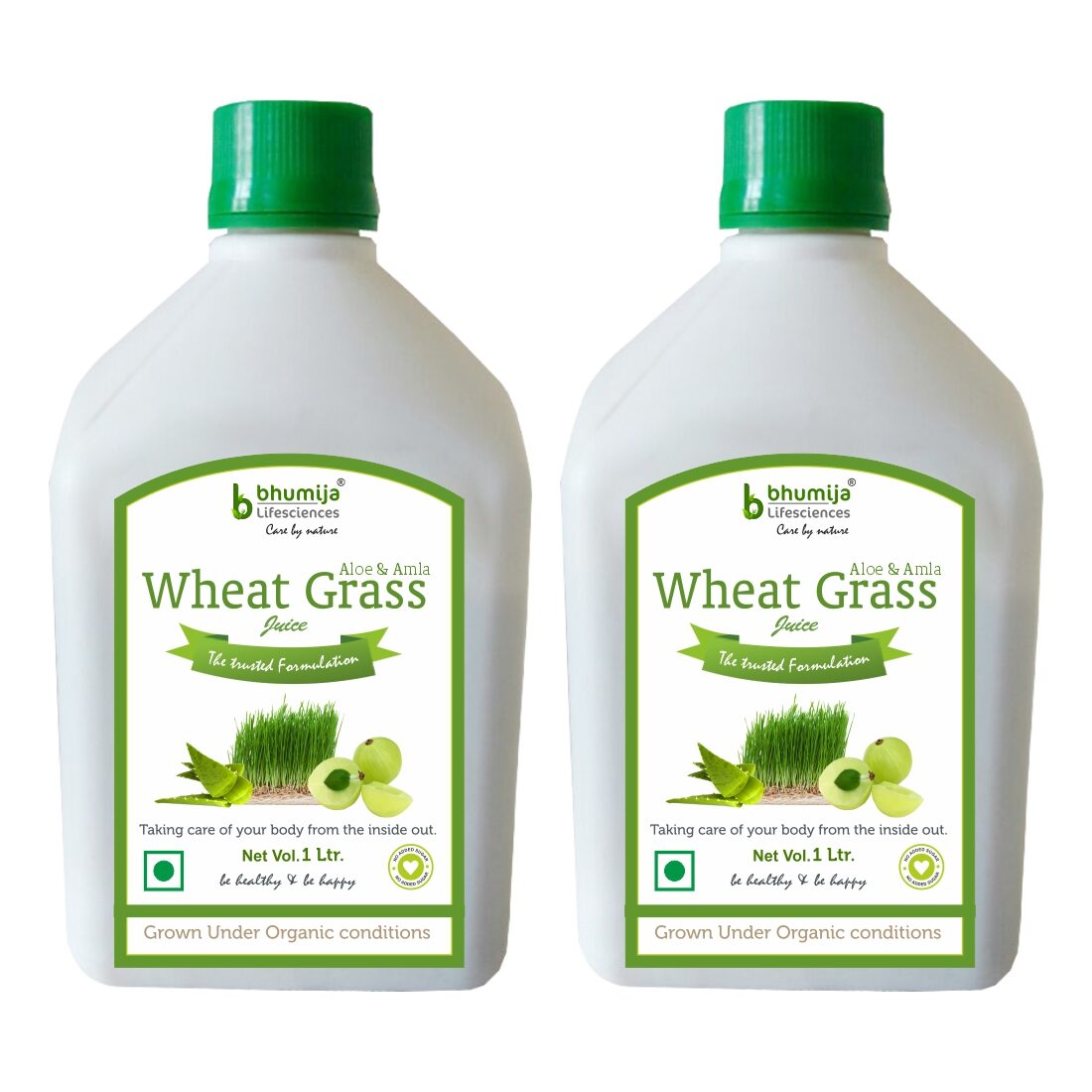 

BHUMIJA LIFESCIENCES Wheat Grass Juice (with Aloevera Amla) Sugar Free 1 L (Pack of 2) Immunity Immunity Booster