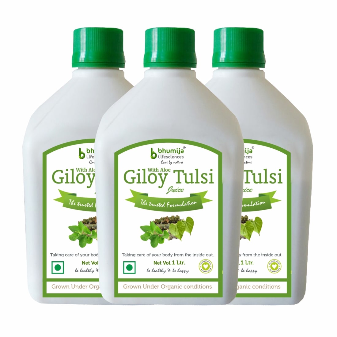 

BHUMIJA LIFESCIENCES Giloy Tulsi Juice (Sugar Free) 1 L(Pack of 3) Immunity Immunity Booster