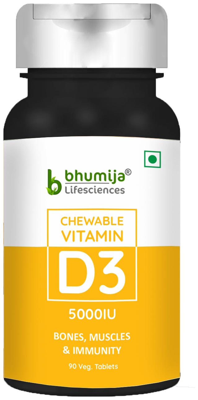 

Bhumija Lifesciences Vitamin D3 5000IU Tablets for enhance Immunity better function of Bones and Muscles Pack of 1