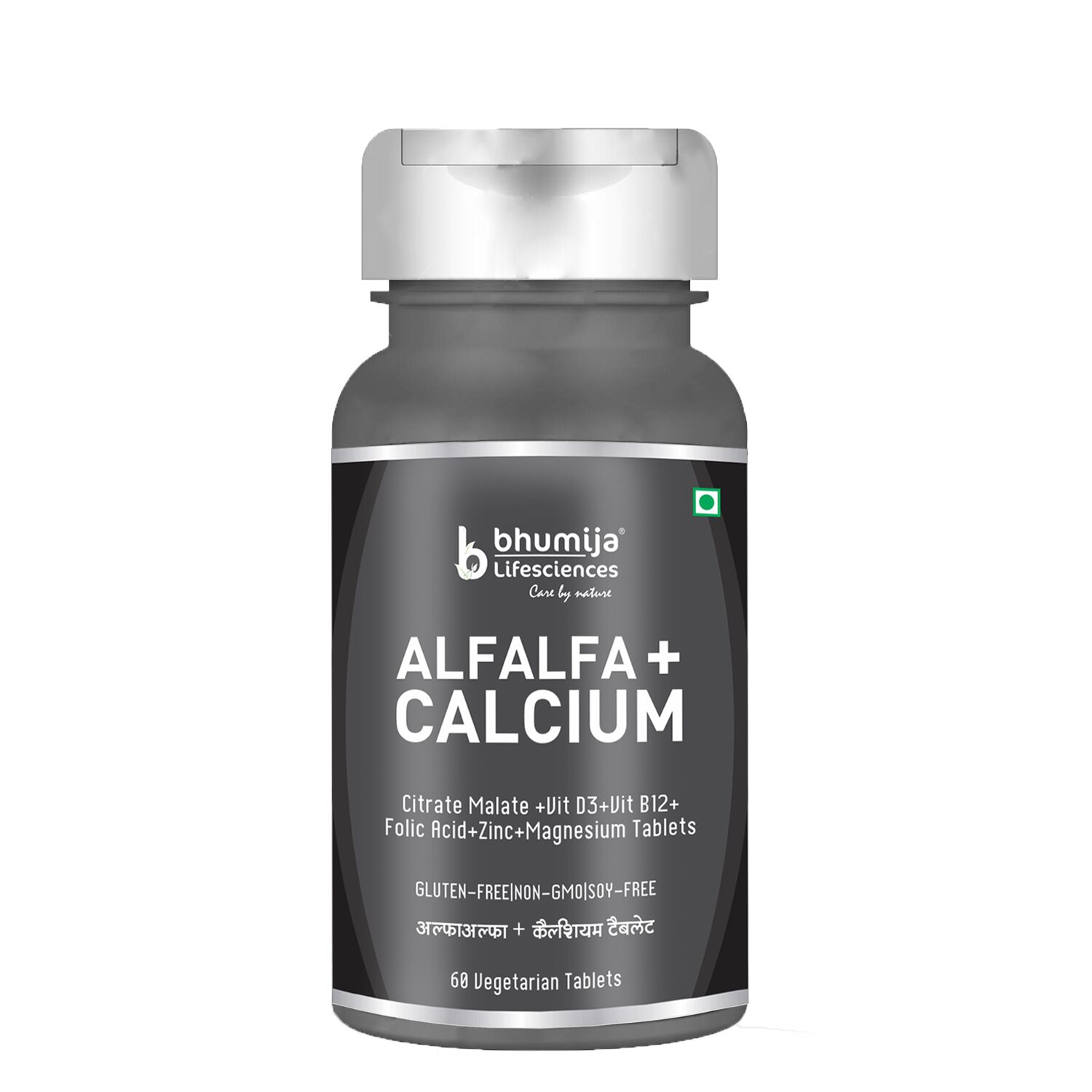 

Bhumija Lifesciences Alfalfa Calcium Citrate Malate with Vitamin D3 Zn mg B12 60 Vegetarian Tablets