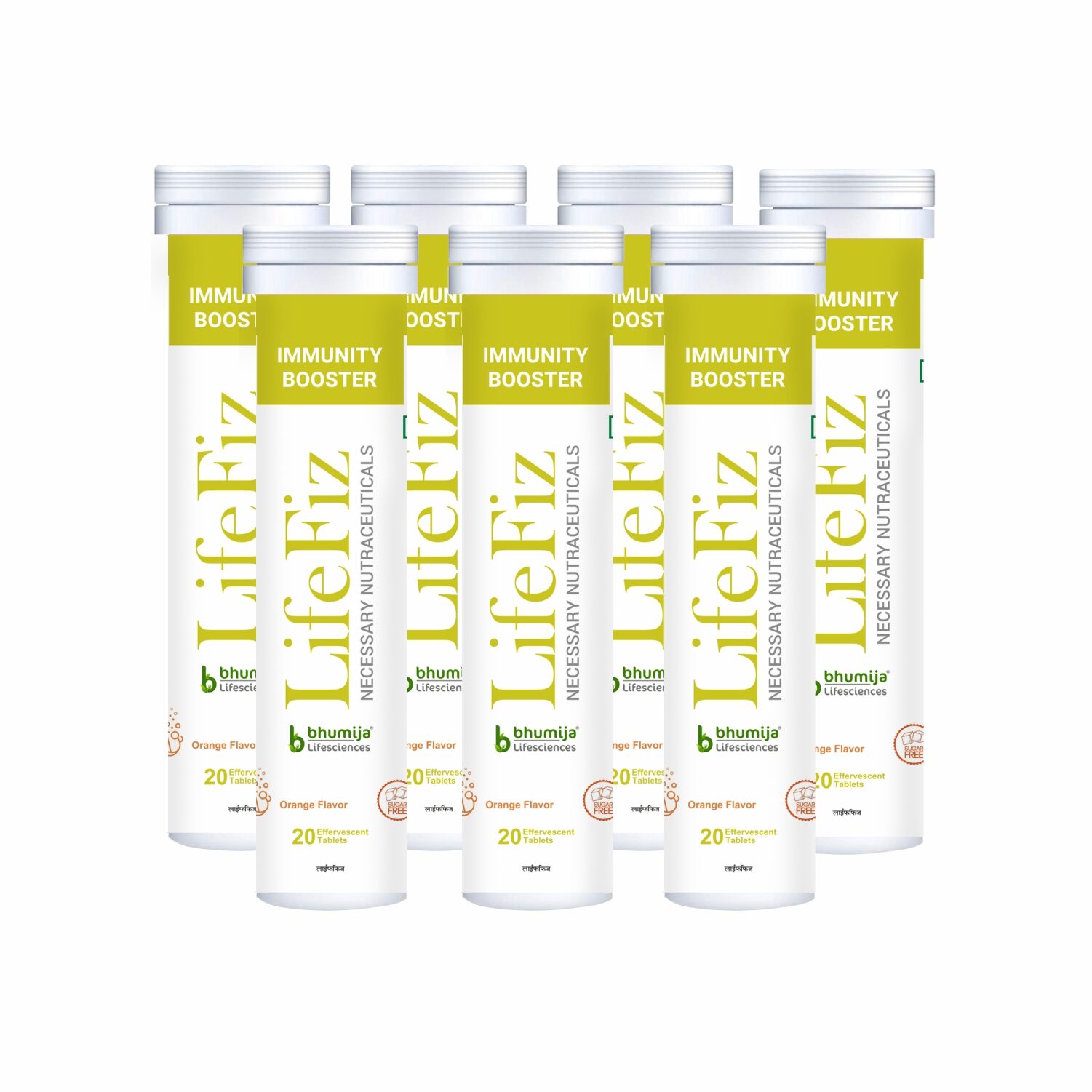 

Bhumija Lifesciences LifeFiz (IMMUNITY BOOSTER) Immunity Antioxidant Vegetarian Effervescent Tablets With Orange Flavour 20 Tablets (Pack of 7)