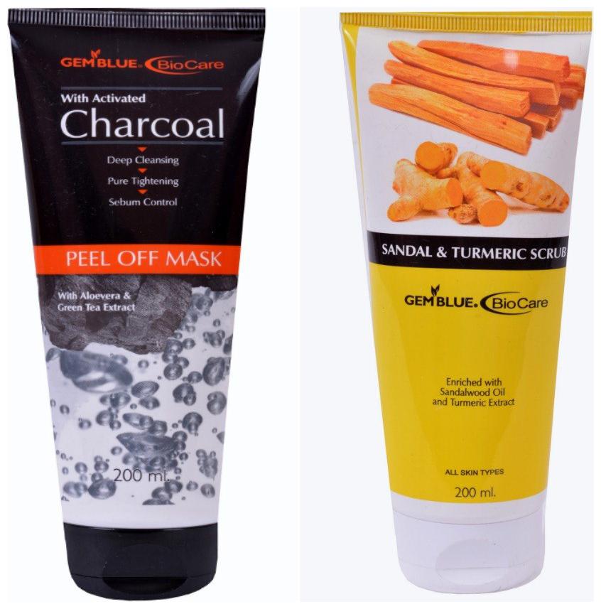 

Bio Care Combo Of Charcoal Peel Off Mask And Sandal And Turmeric Scrub (200 ml Each)