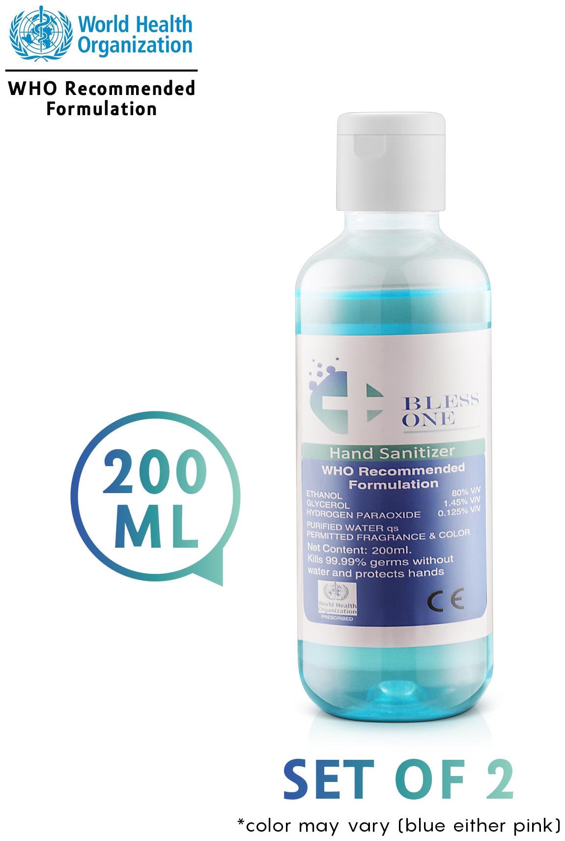 

Bless One Non-Sticky 80 Ethanol based Hand Rub Sanitizer 200 ml -(Pack of 2)