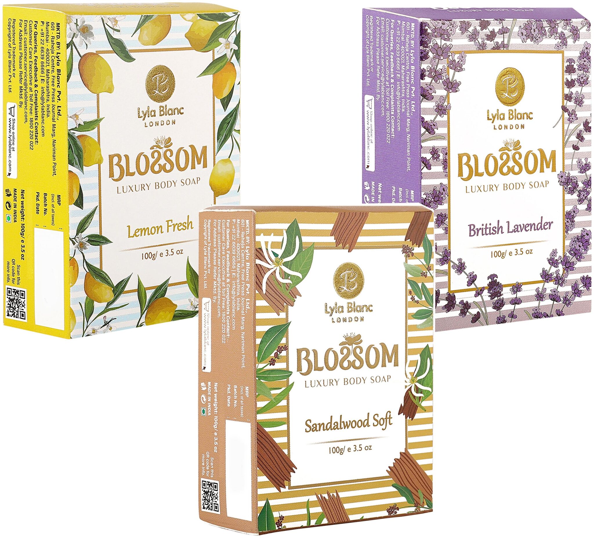 

BLOSSOM Soaps Lemon Fresh for Men Women 100g Pack of 3