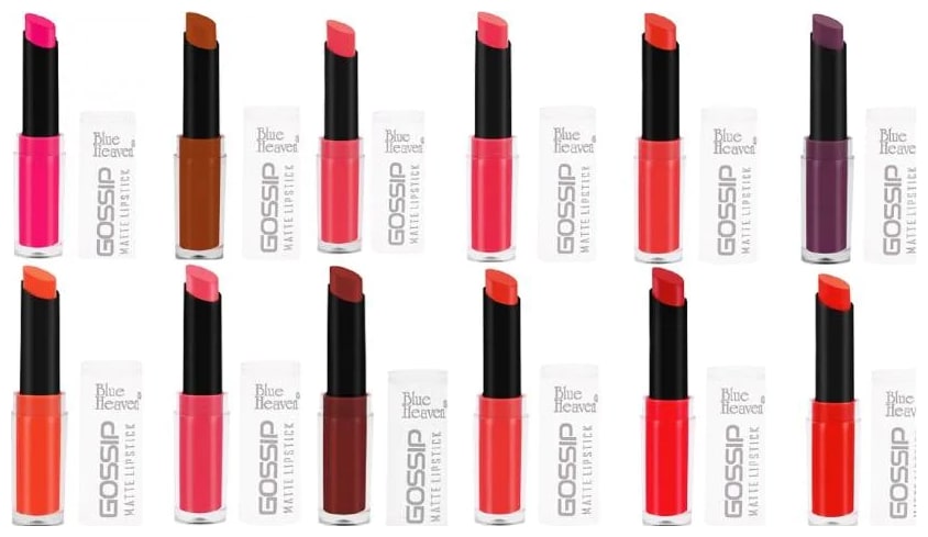 

Blue Heaven Multicolor Gossip Matte Lipsticks 3 5g (Pack of 12) Multi