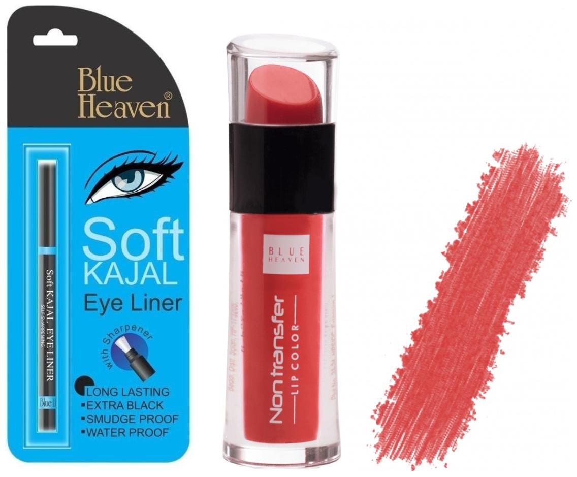 

Blue Heaven Combo Of Black Soft Kajal (0 31g) Non Tranfer Lip Color 2 8 ml Shade 4 Ruspbarry Love