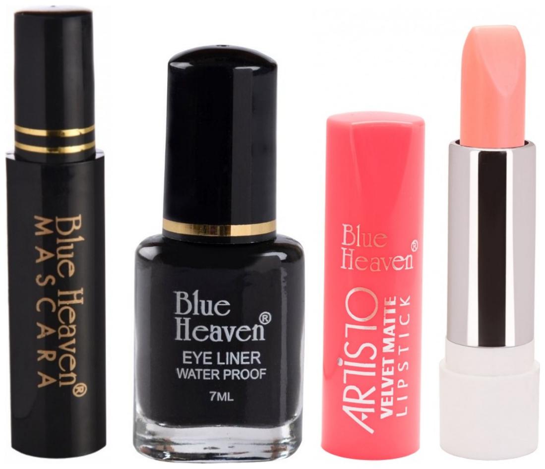 

Blue Heaven Pack of Regular Eyeliner 7ml Regular Mascara 5ml and Artisto Nude Lipstick 3gm