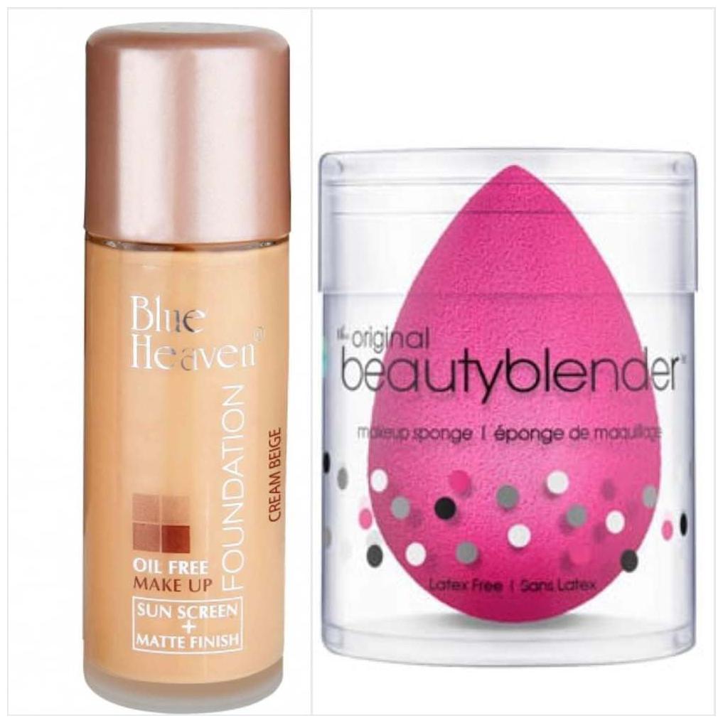 

Blue Heaven Combo of Oil Free Foundation And Beauty Blender Foundation Puff