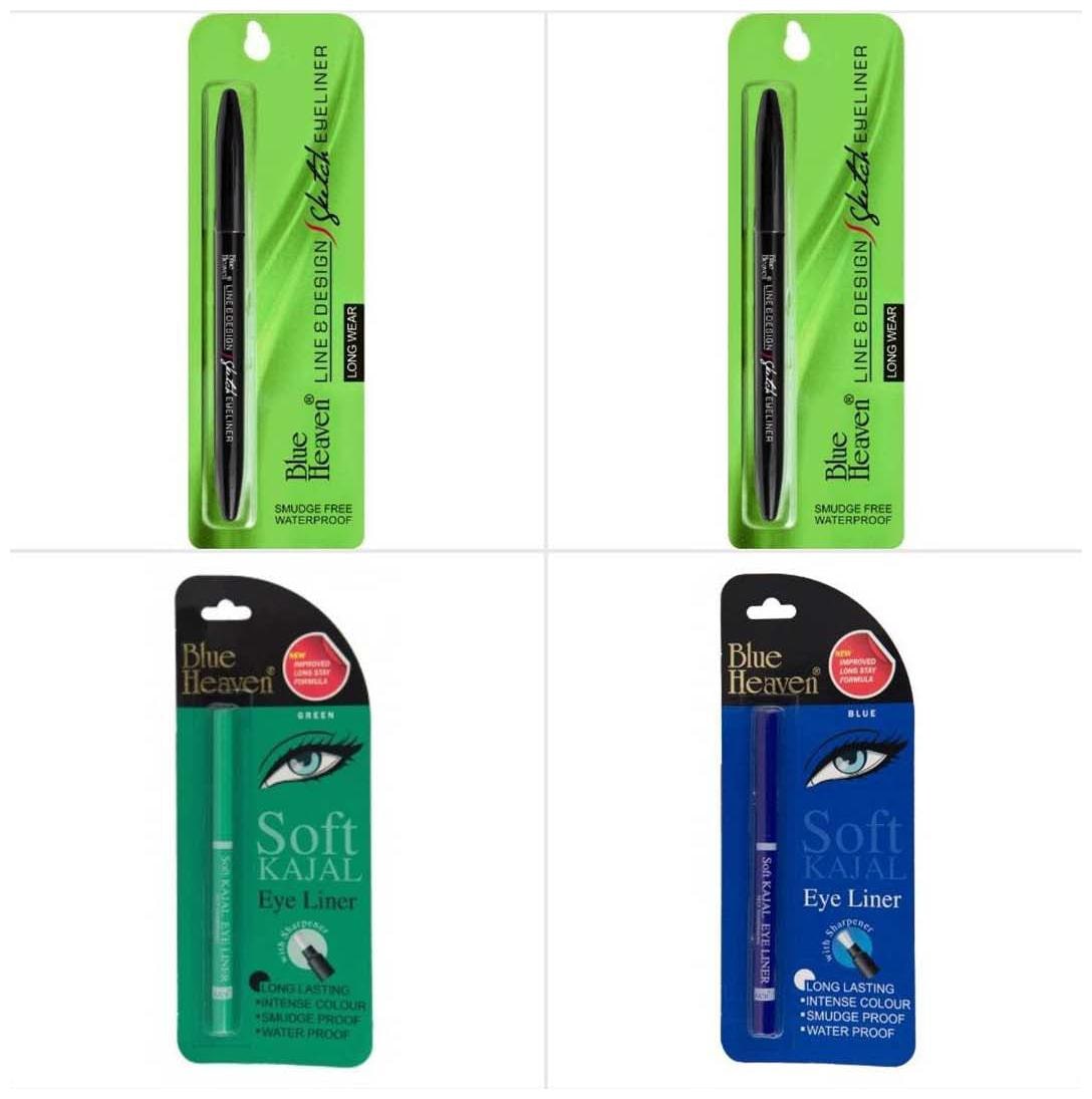 

Blue Heaven Combo of 2 Sketch Eyeliners 1 Blue Soft kajal and 1 Green soft kajal100 g