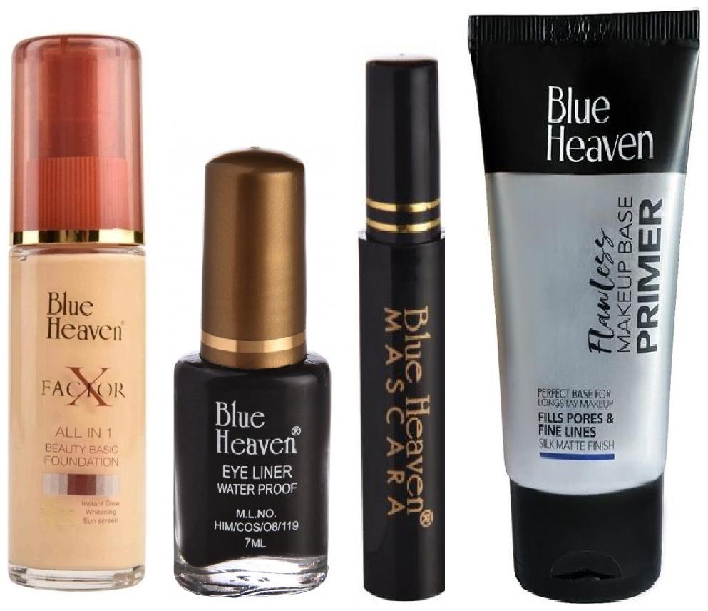 

Blue Heaven Combo of X Factor Foundation 30ml 2in1 Mascara Eyeliner 10ml and Face Primer 30g