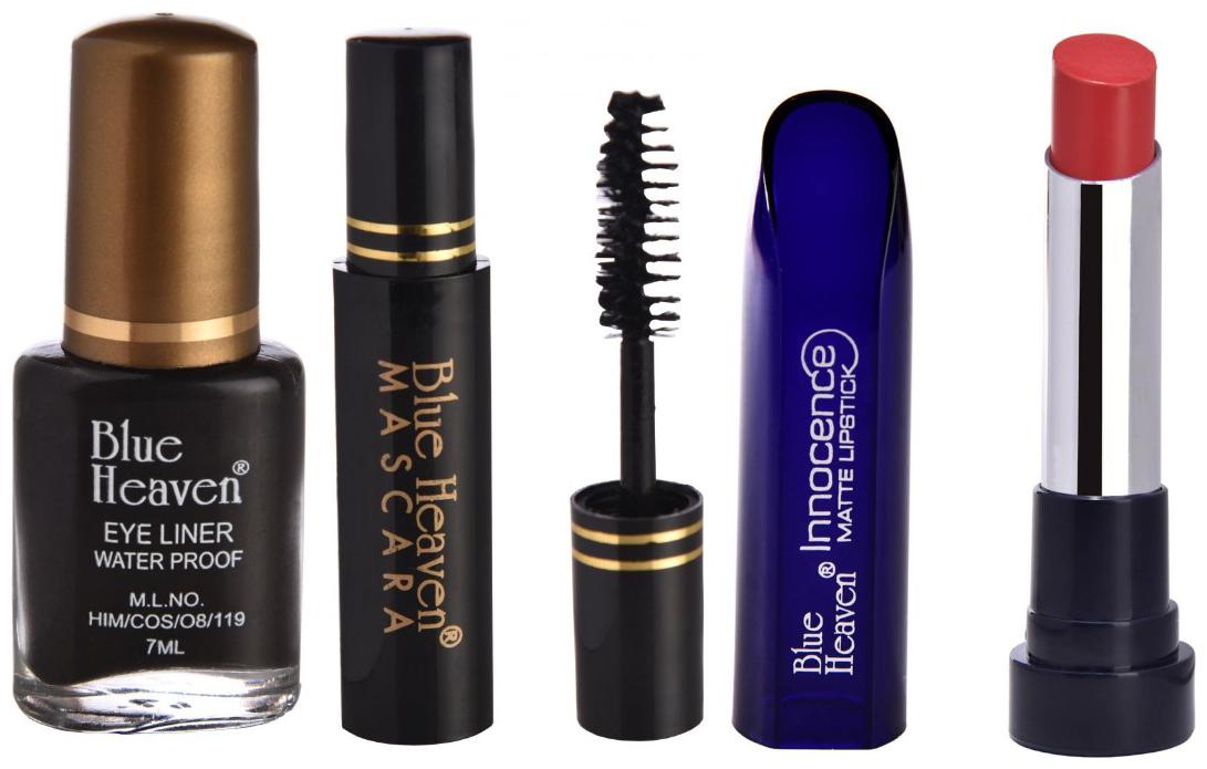 

Blue Heaven Pack of 3 Classic Eyeliner 7ml Classic Mascara 6 5ml Innocence Matte Lipstiks Shade 6 Orange (4 g)