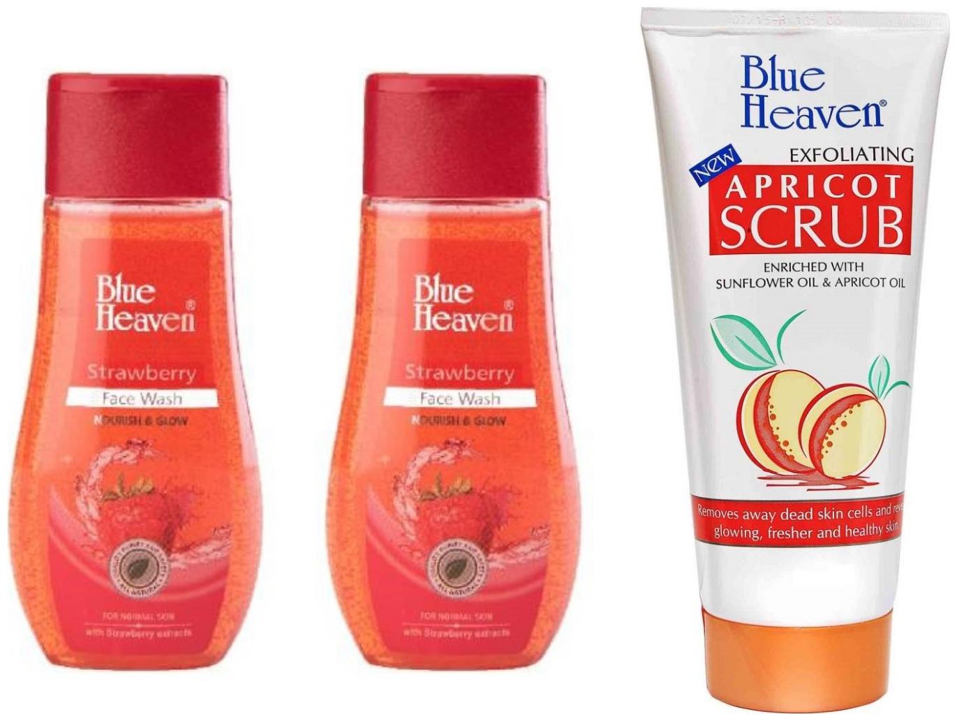 

Blue Heaven Strawberry Face wash 100ml Apricot Scrub 170ml (Pack of 3)