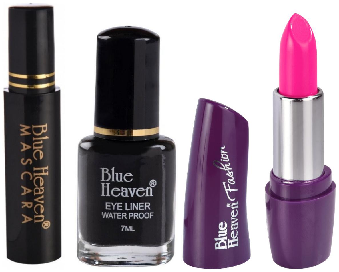 

Blue Heaven Pack of Regular Eyeliner 7ml Regular Mascara 5ml and Fashion Pink Lipstick 4 gm