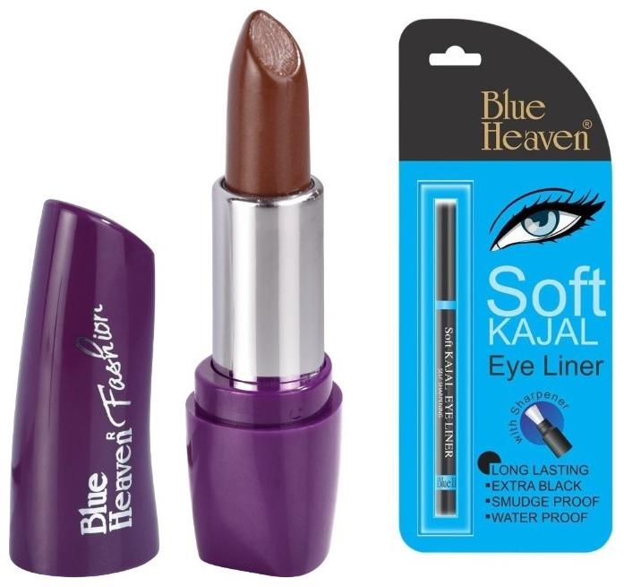 

Blue Heaven Black Soft Kajal (0 31g) Fashion Lipsticks (Light Brown)(3 g) Pack of 2