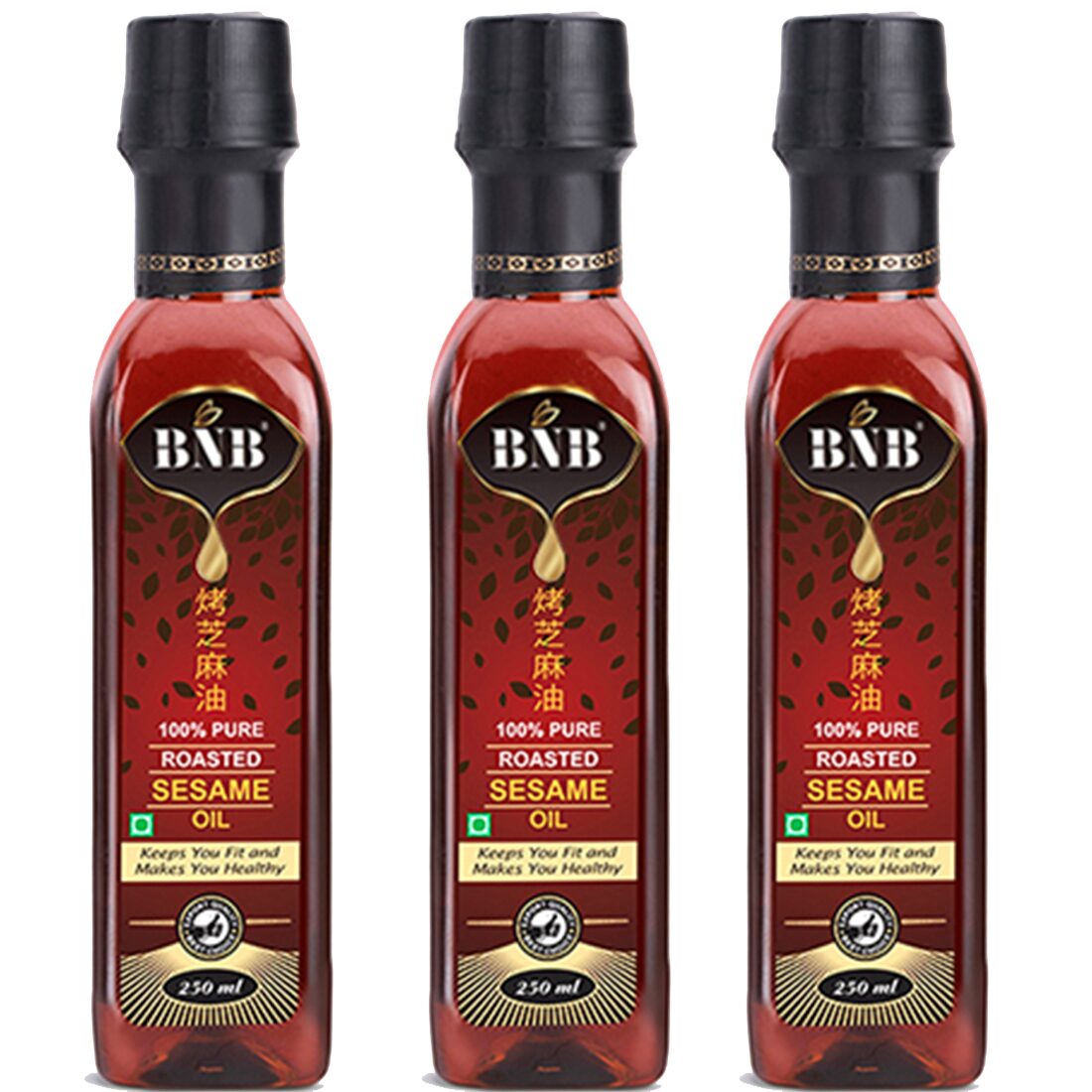 

BNB Roasted Sesame Oil (250 ML) Toasted Sesame Oil Great for Stir Fry Curries Noodles or as a Marinade Salad Dressing 100 Pure Premuim 3 pack combo super saver pack(750 Ml)