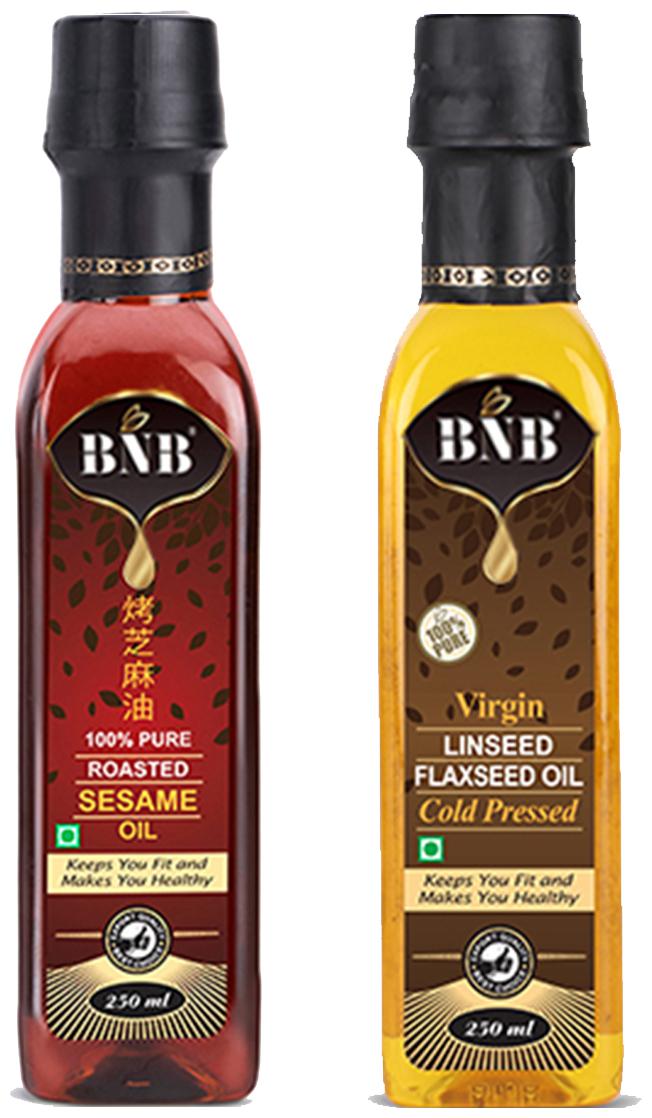

BNB Roasted Sesame Oil (250ml) Virgin Flaxseed oil(250ml) Toasted Sesame Oil Linseed Oil Stir frying Omega 3