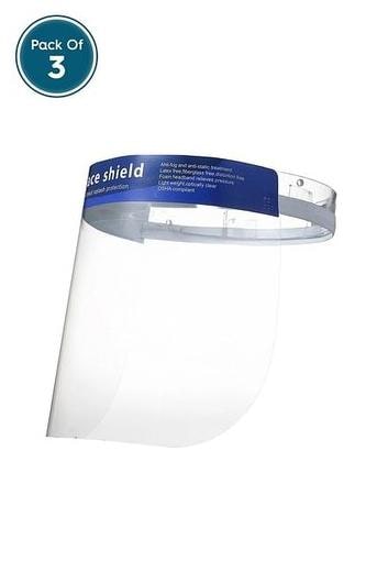 

Body Safe Face Shield Plastic Reusable Long Lasting With Protective Clear Film Elastic Band (Pack of 3)