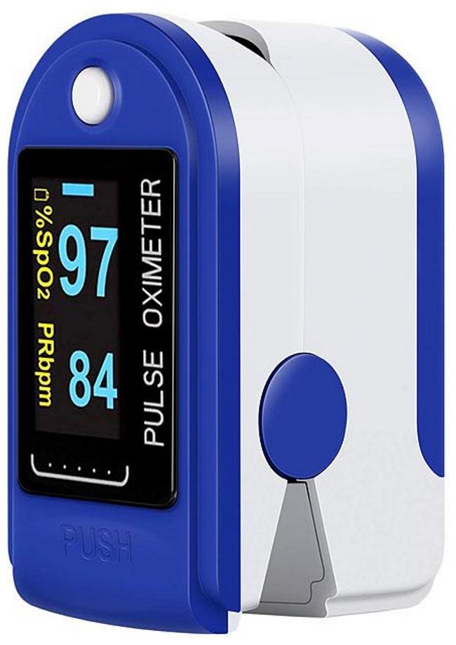 

Body Safe Fingertip Pulse Oximeter with Audio Visual Alarm Blue)
