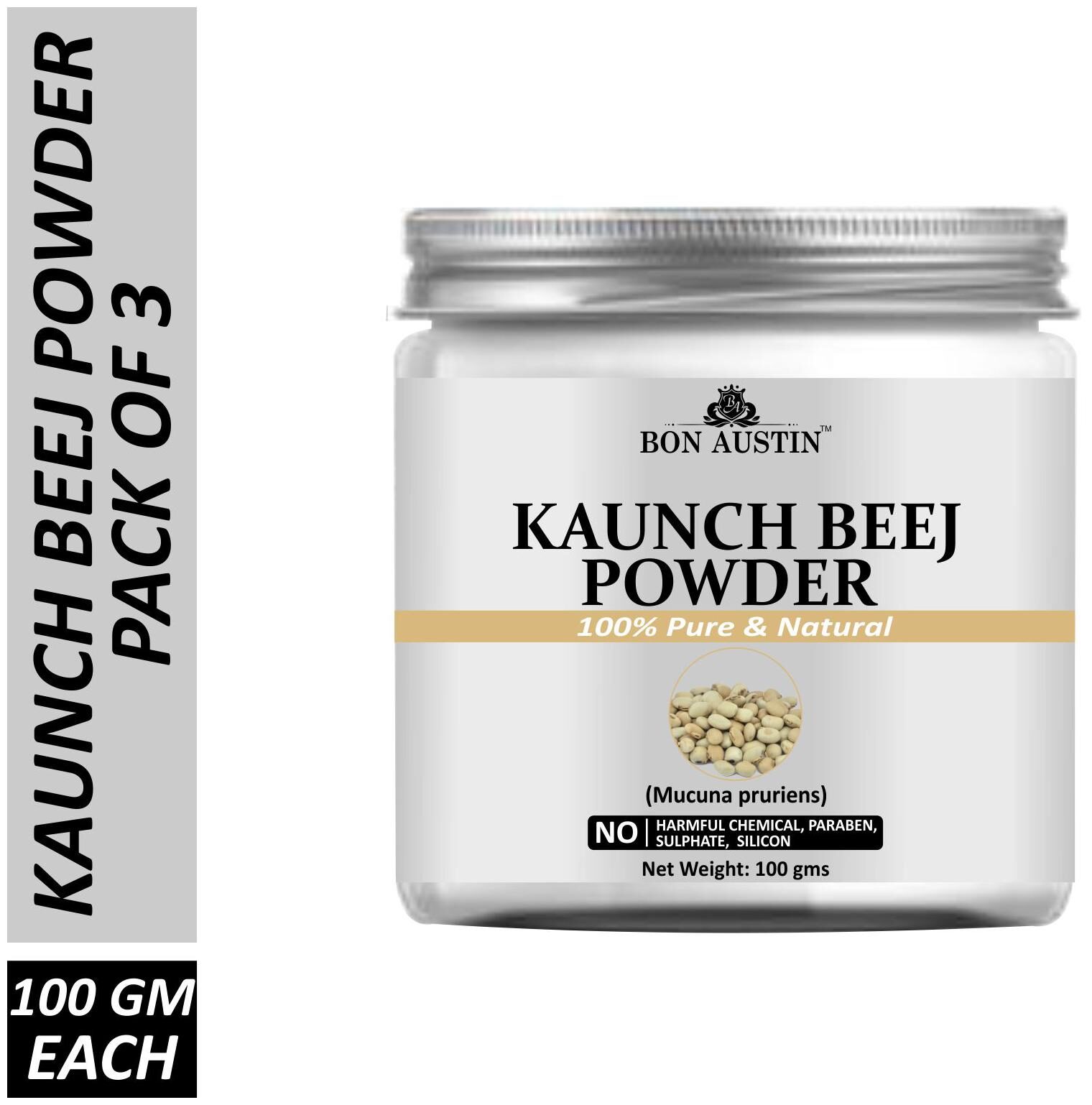 

Bon Austin 100 Pure Natural Kaunch Beej Powder Combo Pack of 3 Jars of 100 g each