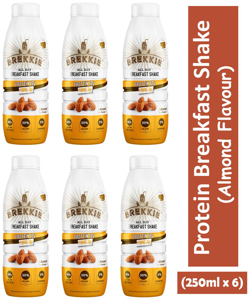 

BREKKIE Protein Breakfast Shake Almond Flavour Pack of 6 - 250ml x 6