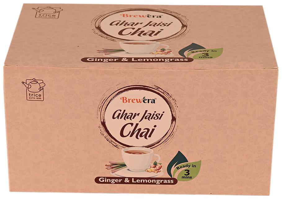 

Brewera Ginger and Lemongrass Black Tea for Everyday or Holiday Time Ghar Jaisi Chai - 18 Cups