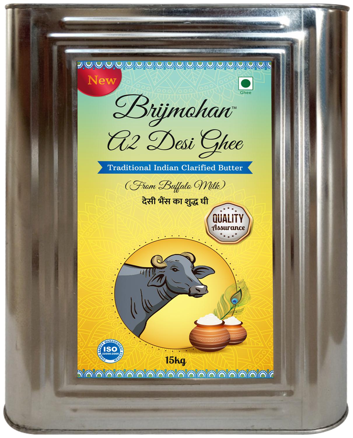

Brijmohan Buffalo A2 Desi Ghee Pure Unadulterated Ghee Healthiest Ghee for Frying (15 Kg)