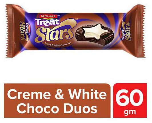 

Britannia Treat Stars - Creme White Choco Duo Biscuits 60 g