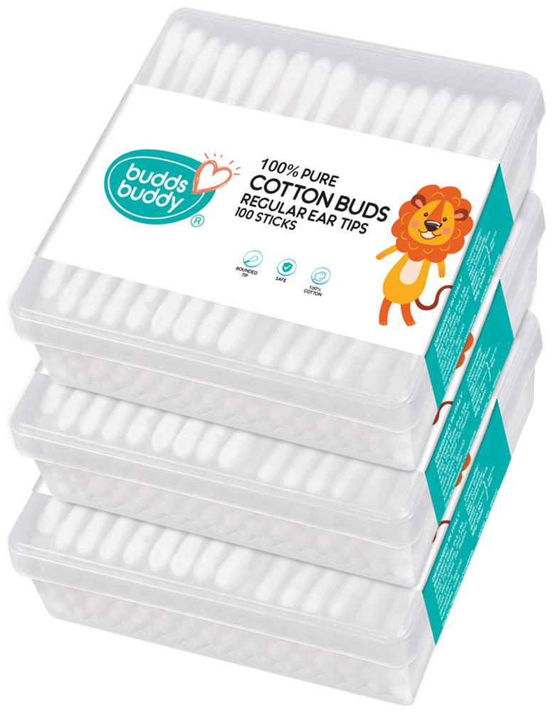 

Buddsbuddy 100 Pure Cotton Buds Regular Ear Tips 100 Sticks (Pack of 3)