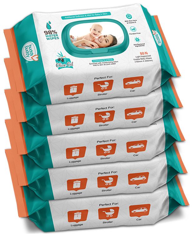 

Buddsbuddy Combo of 5 Skincare Baby Wet Wipes - 80 pcs
