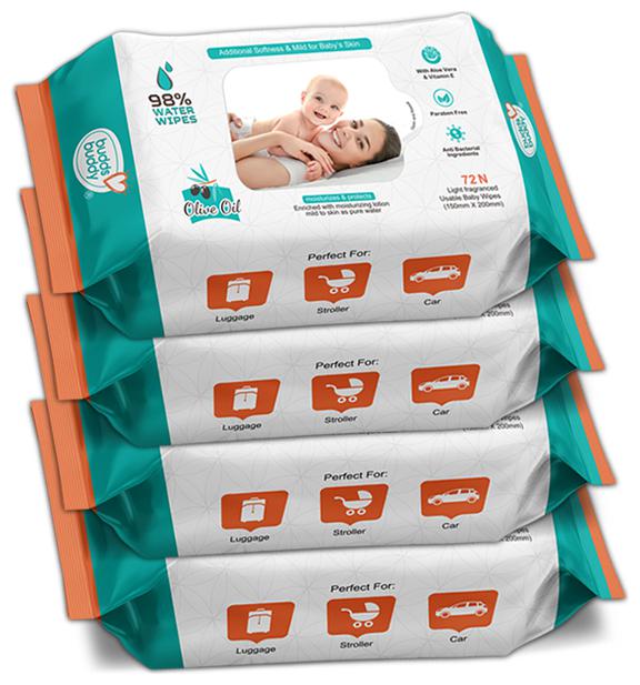 

Buddsbuddy Combo of 4 Skincare Baby Wet Wipes - 72 pcs