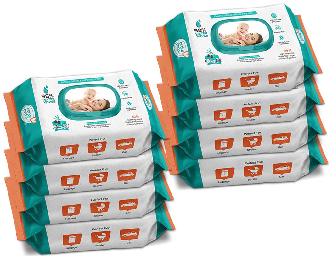 

Buddsbuddy Combo of 8 Skincare Baby Wet Wipes - 80 pcs