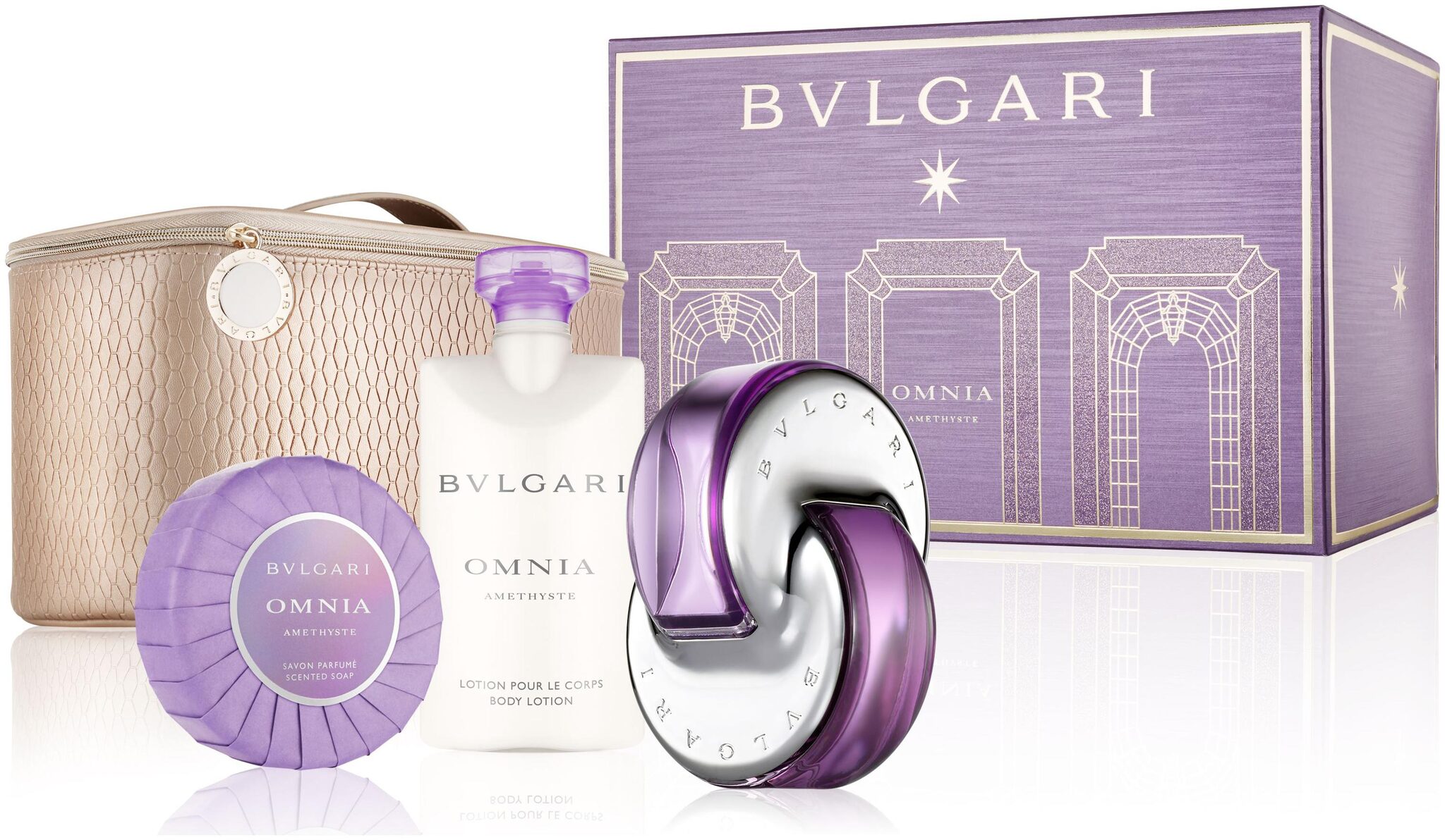 

Bvlgari Omnia Amethyste Gift Set (EDT65ml Bl75ml Soap75g Pouch)
