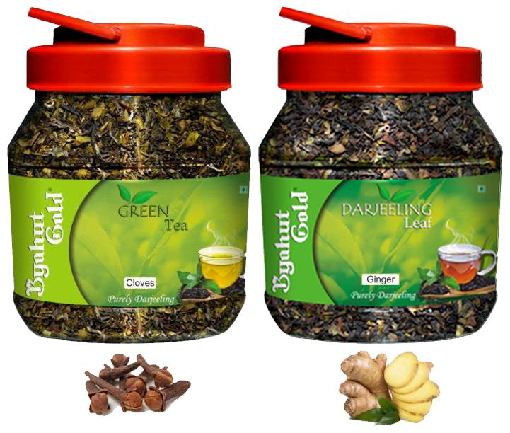 

Byahut Gold Cloves Green Tea and Ginger Darjeeling Leaf - 200g(Pack of 2)