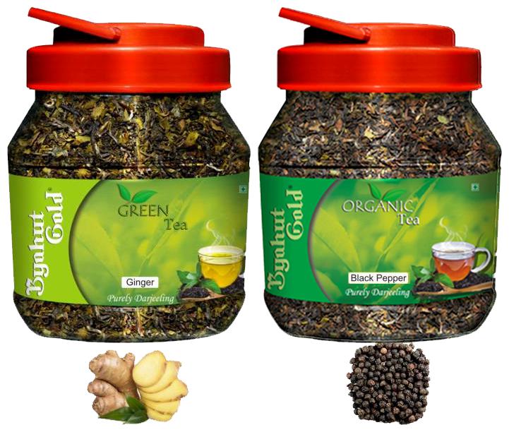 

Byahut Gold Ginger Green Tea and Black Pepper Organic Tea - 200g(Pack of 2)