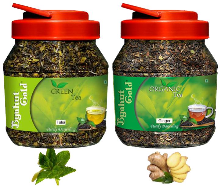 

Byahut Gold Tulsi Green Tea and Ginger Organic Tea - 200g(Pack of 2)