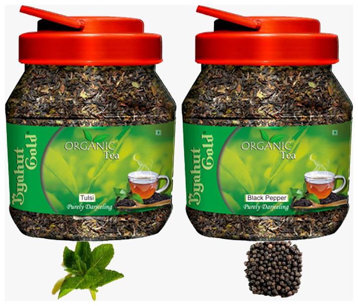 

Byahut Gold - Tulsi Black Pepper Combo Organic Tea - 200g(Pack of 2)