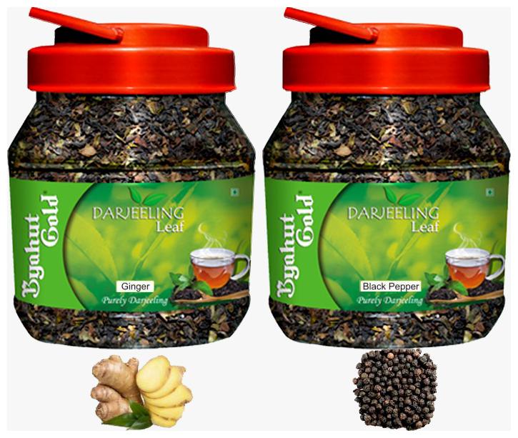 

Byahut Gold - Ginger Black Pepper Combo Darjeeling Leaf - 200g(Pack of 2)