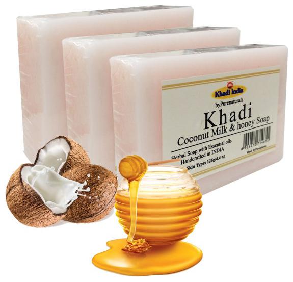 

byPurenaturals Khadi Coconut Milk honey Soap 125g (Pack of 3)
