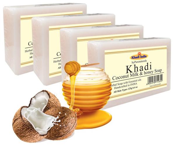 

byPurenaturals Khadi Coconut Milk honey Soap 125g (Pack of 4)