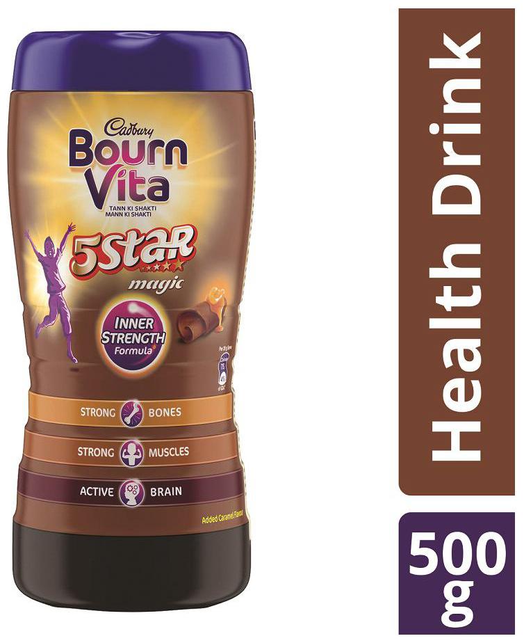 

Cadbury Bournvita Health Drink 500 g Jar Five Star Magic