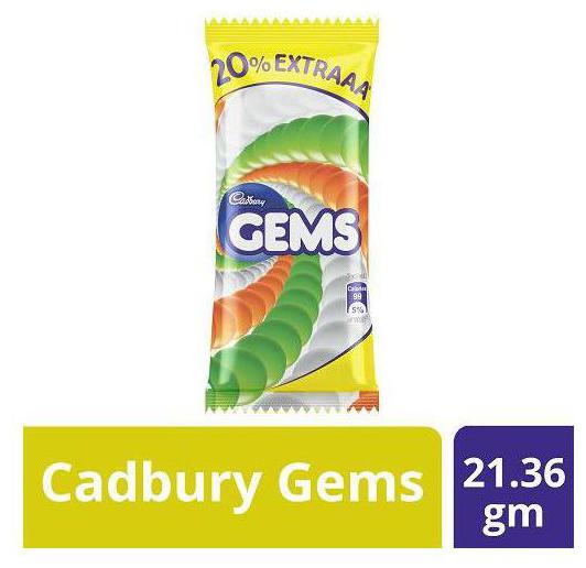 

Cadbury Gems - Sugar Coated Chocolate 21 36 g (20 Extra)